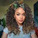 CINHOO Ombre Brown Headband Wigs Curly for Black Women 12inch Short Shoulder Length Synthetic Headband Wig for Women Curly head band wig with Headbands Attached Daily Use (1B/27)
