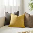 JUSPURBET Decorative Pillow Covers 22x22 Set of 2 Throw Pillow Covers for Couch Sofa Bed Cozy Chenille Cushion Covers Cases with Hidden Zipper for Living Room Home Decor,Yellow