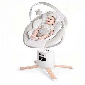 Zoicay Baby Swing with 9 Modes & 8 Speeds, Electric 3D-Motion Baby Swings for Infants, 360 Rotating Seat, APP & Remote Control, 6 Preset Melodies, Portable Infant Swing for Indoor and Outdoor(White)