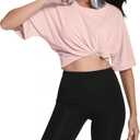 Womens Oversized T Shirts Crewneck Rolled Short Sleeve Tops Summer Casual Basic Workout Tee Shirts (Pink, L)