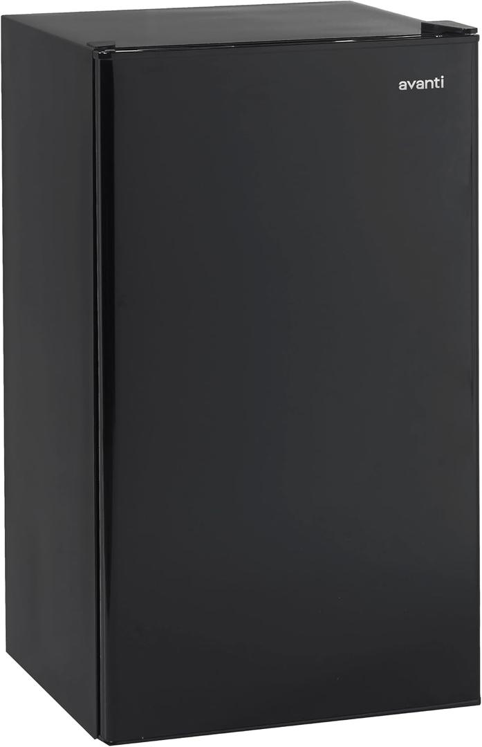 Avanti 3.3 Cu. Ft. Mini Fridge Compact Refrigerator with Adjustable Temperature, Removable Shelves, Chiller Compartment wiith Flush-Back Design, 3.3 cu.ft., Black