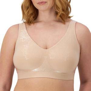 Bali Women's Comfort Revolution Wireless Bra, Full-Coverage Wirefree Bra, Cool Comfort Fabric (Large, Almond Aztec)