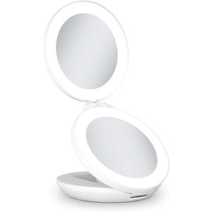 Zadro 4.5" Round LED Compact Mirror 10X/1X Travel Mirror with Lights and Magnification 3 AAA Batteries LED Makeup Mirror (White)