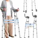Folding Narrow Upright Walkers for Seniors - with Removable Armrests, Adjustable Width Lightweight Narrow Walker for Elderly and Bariatric, 450lb Heavy Duty Platform Walker for Small Spaces
