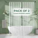 AmazerBath Shower Curtain Liner 2 Pack, 72 x 96 Inches Extra Long PEVA Plastic Shower Liner with 3 Weighted Stones and 12 Rustproof Metal Grommet, Lightweight Waterproof Shower Curtain - Clear