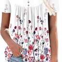 BETTE BOUTIK Women's Summer Tunic Tops Flowy Flare Botton Down Shirts Blouses S-3XL (M)