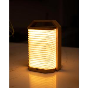 Portable Bamboo Lamp - Foldable Japanese Lantern with USB Charging, Waterproof Tear-Resistant Fiber Paper Shade, Accordion Travel Light for Home Decor Camping Gift