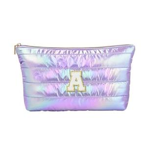 Pack of 3 Hiroyuki Iridescent Quilted Makeup Bag (A, purple)