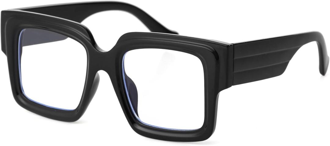 Onrtry Oversized Square Blue Light Glasses for Women Men Chunky Big Frame Computer Eye Glasses Non-Prescription Eyewear