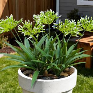 Faux Outdoor Flowers Realistic Artificial Plants 8 Bundles Plastic Flower Outside 18.9 in Fake Greenery Stems Green Flower for Pot Planter Decor Outside