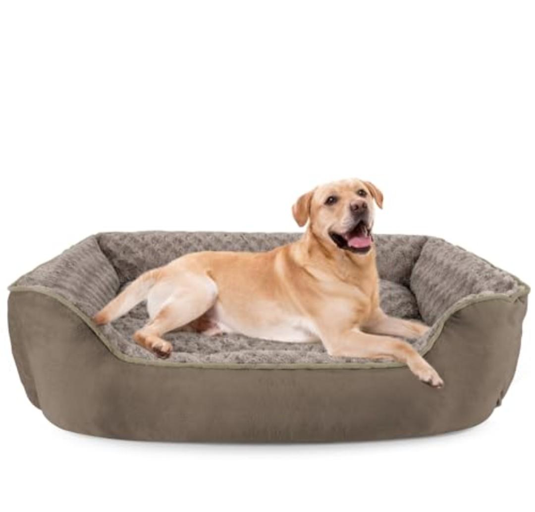JOEJOY Rectangle Dog Bed for Large Medium Small Dogs - Washable Orthopedic Sofa Bed, Soft Breathable Puppy & Pet Cuddler, Durable Calming Dog Bed with Anti-Slip Bottom, Multiple Sizes, Dark Brown