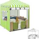 Hadisi Playhouse Cover,600D Heavy Duty Outdoor Waterproof Play House Covers,47.5" W x47.5 D x60 H with Transparent PVC Doors and Windows,Suitable for All Around Playtime Patio with Canopy Playset