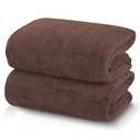 TENSTARS Silk Hemming Bath Towels for Bathroom Clearance - 27 x 55 inches - Light Thin Quick Drying - Soft Microfiber Absorbent Towel for Bath Fitness, Sports, Yoga, Travel, Gym - 2 Pack, Wood Brown