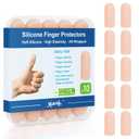 Gel Finger Cots Protectors, Silicone Fingers Covers Bandages Caps Sleeves for Fingertip Thumb Protection, Ideal for Trigger, Arthritis, Cracking, Blisters, Callus, Hangnail & Pain Relief (Nude, M, 10PCS)
