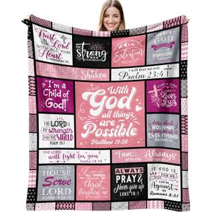 Christian Gifts for Women Blanket 60"x50", Religious Spiritual Gifts for Women, Faith Based Bible Birthday Gifts, Baptism Confirmation Gifts for Girls, Christian Graduation Gifts
