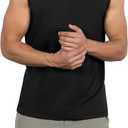 ODODOS Men's Quick Dry Athletic Tank Tops UPF 50+ Sun Protection SPF Workout Sleeveless Muscle Shirts, Black Heather, Large (Black, L)