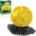 Gold Soccer Ball Micro Mini Building Block Set for Adults, Sports Football Fans for Home Office Decor, STEM Trophy Educational Toys for Boys Teens Age 14+ (646 Pieces) No Compatible with Lego