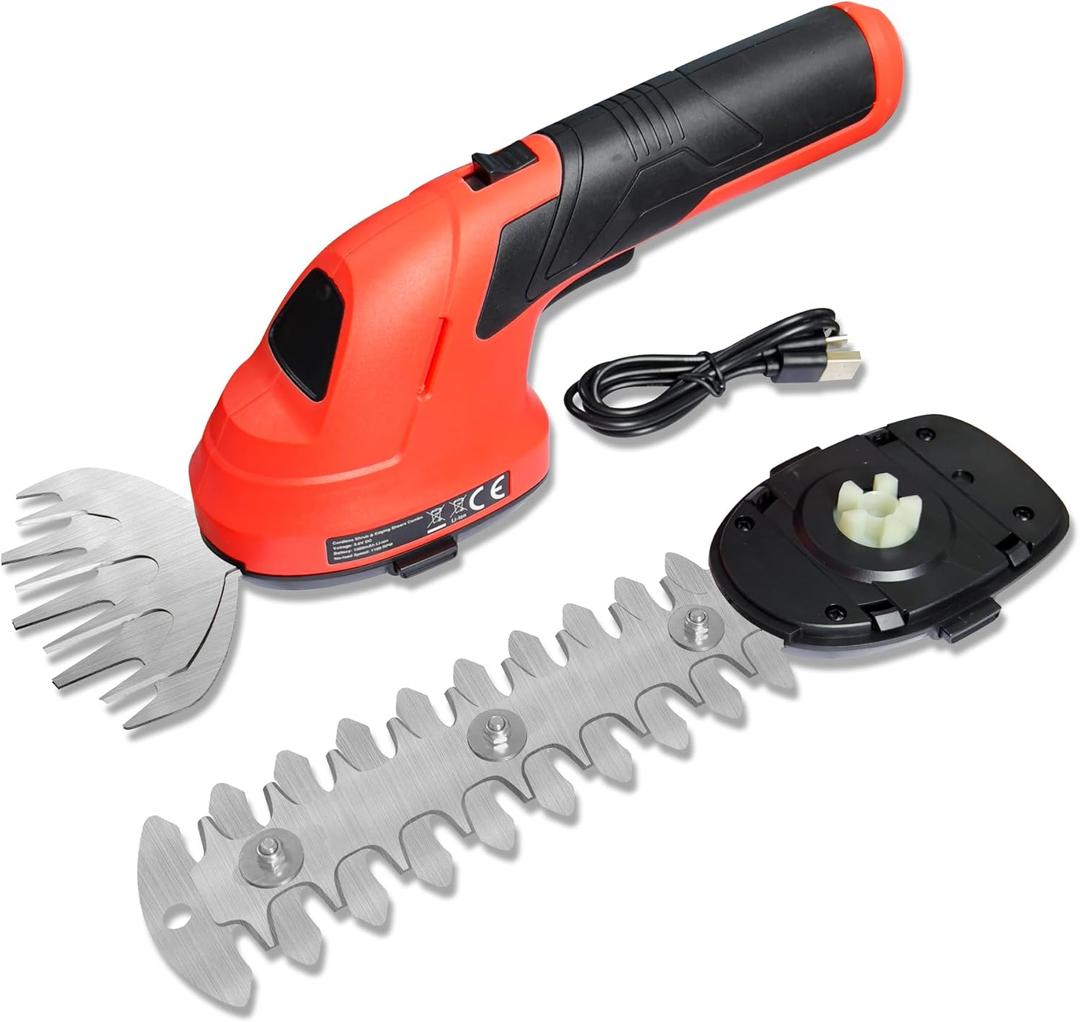Cordless Grass Shear & Shrubbery Trimmer 2 in 1 Handheld Electric Grass Trimmer Hedge Shears/Grass Cutter