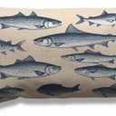 AOYEGO Fish Throw Pillow Cover 12x20 Inch Vintage Ocean Sea Fish Animals EEL Seafood Theme Rectangle Pillow Cases Home Decorative Cotton Linen Cushion Cover for Bed Sofa