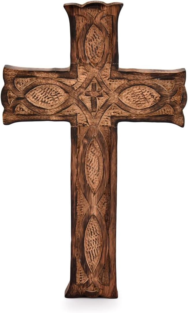 2 x NIRMAN Handmade Wooden Wall Cross Church Home Room Décor