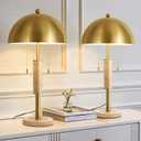 24" Modern Table Lamps Set of 2 for Living Room Gold Metal Nightstand Lamp with High-Grade Decorative Travertine Mid Century Table Lamp for Bedroom End Table Side Table Bedside