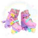 HALOSK Toddler 3-in-1 Roller Skates for Kids Girls Boys, Hard Shell Convertible Quad, Inline & Tri-Skates with Sticker-Decorated Colorful Light-Up Wheels, 4 Size Adjustable Skate for Beginners, 31-34