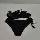 ZAFUL Women's 2 Piece Tie Front Bikini Set Swimsuit Lace Up Back Cheeky Bathing Suit XL