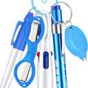 6 Pcs Nurse Pen Set Include Permanent Marker Pen Retractable Ballpoint Pen Keychain Clip Foldable Scissors Lights LED Flashlight Keychain for Nurse Accessories(Blue)