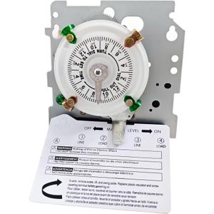 T104M Pool Pump Timer, 208-277V 40A DPST Switch, 24-Hour Mechanical Scheduling, 12 Cycle ON/Off Operations, Manual Override Pool Timer for Pump, Reliable Control for Various Loads