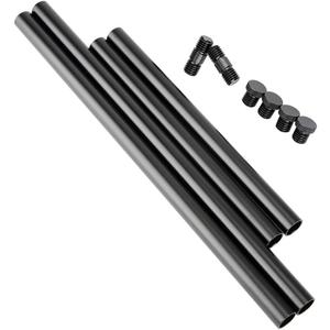 NICEYRIG 15mm Rod 8 Inch and 12 Inch, with M12 Thread Rod Connector Rod Cap Extend to 20 Inch Rods for Camera Shoulder Rig Support System - 189