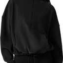 QINSEN Women Half Zip Fleece Sweatshirt Mock Neck Long Sleeve Winter Cozy Sherpa Pullover Sweater Tops (X-Large, Black)
