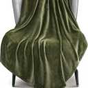 Exclusivo Mezcla Fleece Throw XL Blanket for Couch, Sofa, Super Soft and Warm Olive Green Blankets, All Season, Cozy, Plush, Lightweight, 50x70 Inches