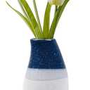 Ceramic Vase – 5.9” Tall Handmade Blue and White Glazed Pottery for Home Decor – Modern Asymmetrical Flower Vase for Living Room, Shelf, Table Centerpiece – 18oz / 500ml