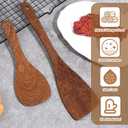 2 Pcs Wooden Spatula Set for Cooking, Flat Wooden Spatula, 13 Inches Natural Wooden Spatulas, Long Handle Flat Frying Spatulas, Cooking Utensils for Stir-Fry Pans, Non-Stick Pans, Cooking Pots