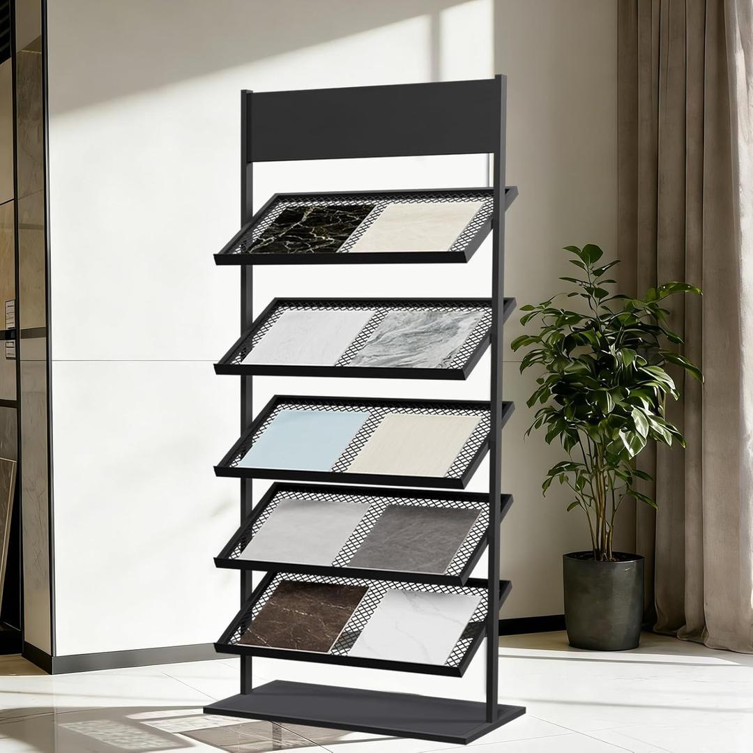 5-tier Floor Tile Display Stand, Retail Display Rack for Tile, Height-59in
