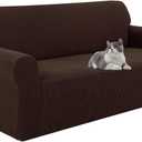Stretch Couch Cover Washable Sofa Slipcover Furniture Protector with Non Skid Foam and Elastic Bottom for Kids, Dog(Large/Chocolate)