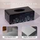 Glass Tissue Box Cover Rectangle-Dandelion Pattern Decorative Tissue Holder with Velvet Lining for Home Decor, Bedroom, Kitchen, Office (Black)