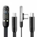 Smolink Right Angle USB C Cable, C to C Cable Fast Charging 100W 2-Pack 6FT, Flat Nylon Braided Type C Port 90 Degree USB C Cable for iPhone 16/15 Series MacBook Galaxy S24/S23/S22, iPad Pro, Black