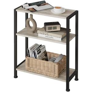 3-Tier Side Table, Small EndTable, Sofa SideTable for Narrow Spaces, Slim EndTable, NightstandTable, Skinny Bedside Table, for Living Room, Bedroom, Office, Greige