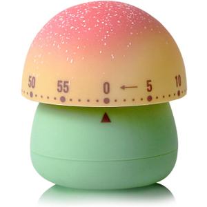 Mechanical Kitchen Timer - Cute Mushroom Wind Up 60 Minutes Manual Countdown Timer for Classroom, Home, Study and Cooking (Green Base)