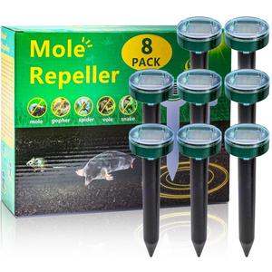 8PK new Mole Repellent for lawns Gopher Repellent Ultrasonic Solar Powered Snake Repellent Deterrent Mole Repeller Vole Repellent Outdoor Lawns Garden Yard All Pests Sonic Spikes Stakes Chaser upgrade