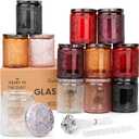 LumaCraft Luxury Embossed Glass Candle Jars for Making Candles - 12 Pack Empty Candle Containers with Airtight Metal Lids, 20 Wicks & 20 Stickers, Colored Glass Jars for Gifts & Decor-8OZ
