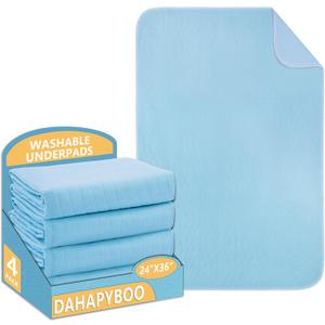 Washable Underpads, 24x36 4 Pack Incontinence Bed Pads,Heavy Absorbency Reusable Bed Pads for Elderly,Kids,Adults and Pets,Bed Pads Washable Waterproof Quick Drying for Bed, Sofa, Floor