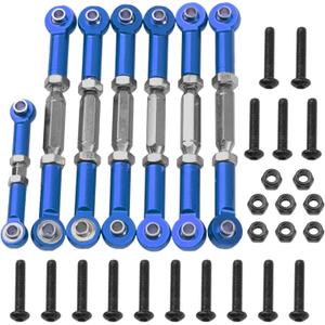 7PCS ShareGoo Adjustable Turnbuckles Camber Links Steering Linkage Rod Ends Sets Compatible with Traxxas Slash 4X4 / 2WD 1/10 RC Car Upgrade Parts (Blue)