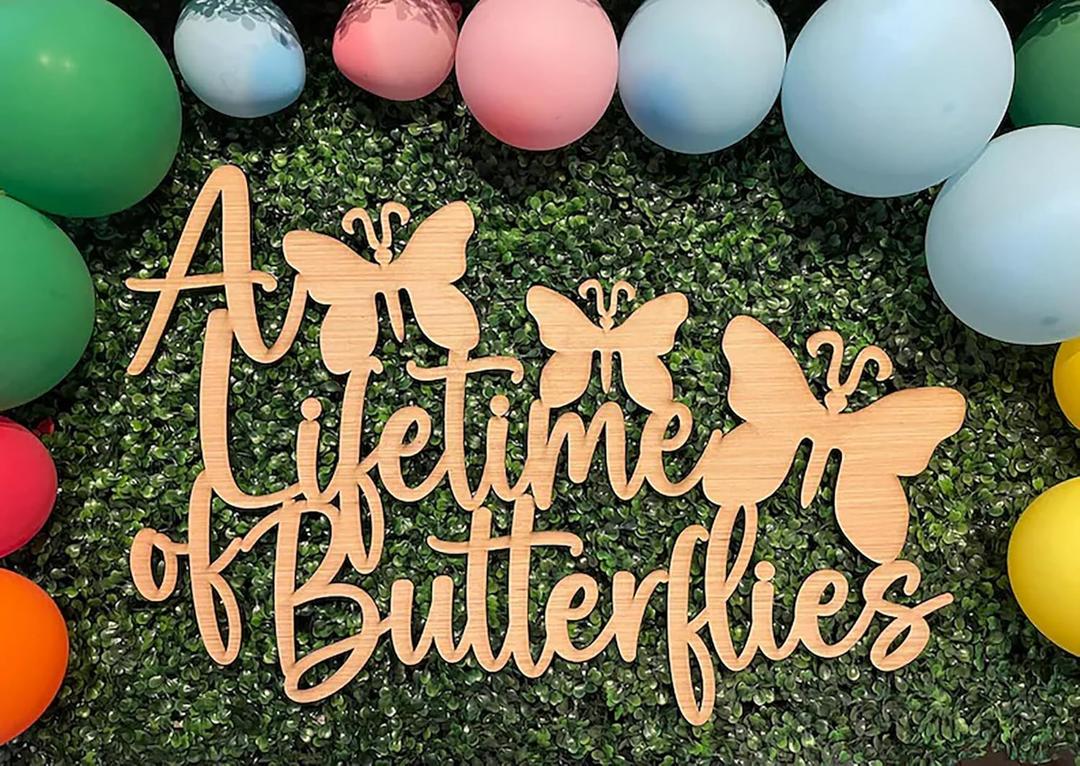 A Lifetime of Butterflies Bridal Shower Sign for Backdrop,Butterfly Theme Wedding Engagement Bachelorette Party Decorations, photo booth centerpiece decor
