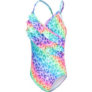 Moon Tree Girls One Piece Swimsuits Ruffle Swimwear Beach Bathing Suit 15/16 Years (Blue, S)