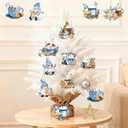 2 x Blue Christmas Decorations Winter Gnomes Wooden Hanging Ornaments 24PCS Vintage Dessert Hot Chocolate Mug & Sweet Treat Crafts with Ropes for Xmas Tree, Winter, Home, Party