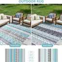 Outdoor Rug 8 x 10 ft, Reversible Plastic Straw Rug for Patio, Waterproof Large Outdoor Carpet for RV, Patio, Camping, Backyard, Deck, Picnic, Beach, Blue & Grey
