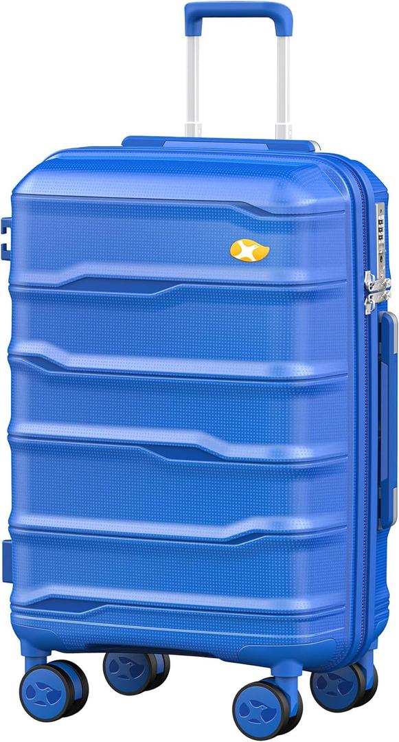 Carry On Luggage 22x14x9 Airline Approved, Hard Shell Suitcase with Spinner Wheels, PP Lightweight Luggages with TSA Lock, Carry-On Suitcases 20 Inch, Blue (Carry-On 20-Inch, 0-Blue)