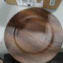 MAONAME 50 PC Charger Plates Bulk, 13" Brown Charger for Dinner Plates, Farmhouse Faux Wood Plate Chargers, Plastic Table Chargers for Weddings, Party
